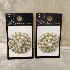 The Collection By La Mode Ornate Buttons Pearls & Beads NWT Set Of 2